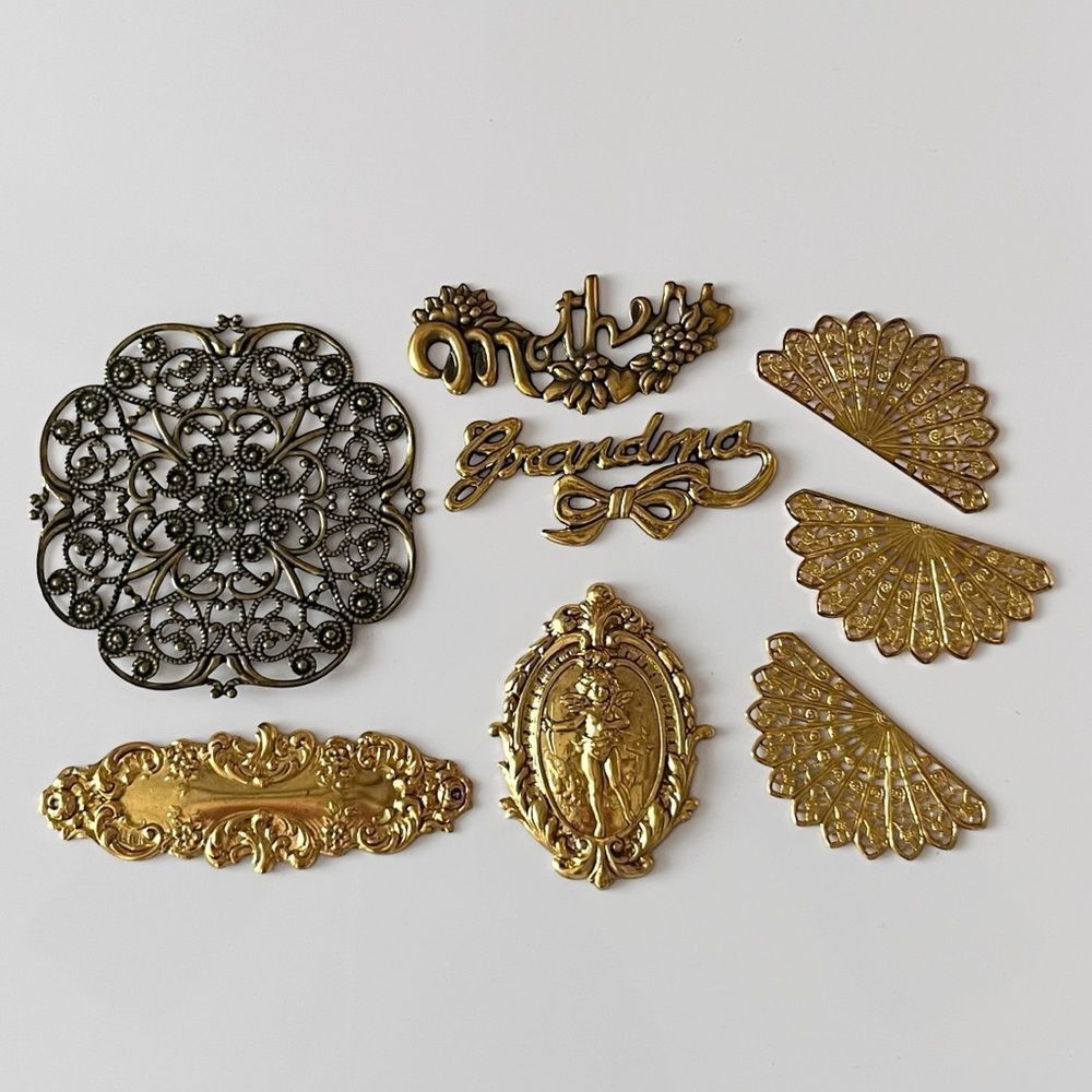 Vintage Brass Metal Stampings & Filigree Lot